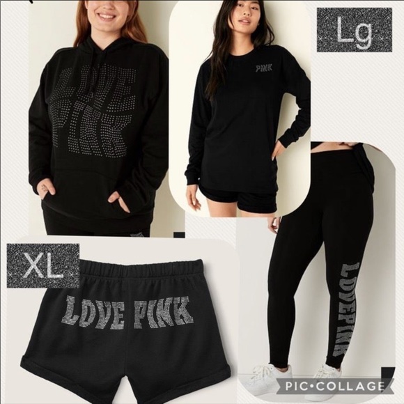 VS PINK long sleeve Tee fleece campus hoodie boyfriend short cotton legging
